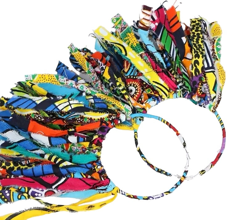 African Women’s Big Hoop Styled Fabric Cloth Feathered Multicolor Statement Fashion Earrings
