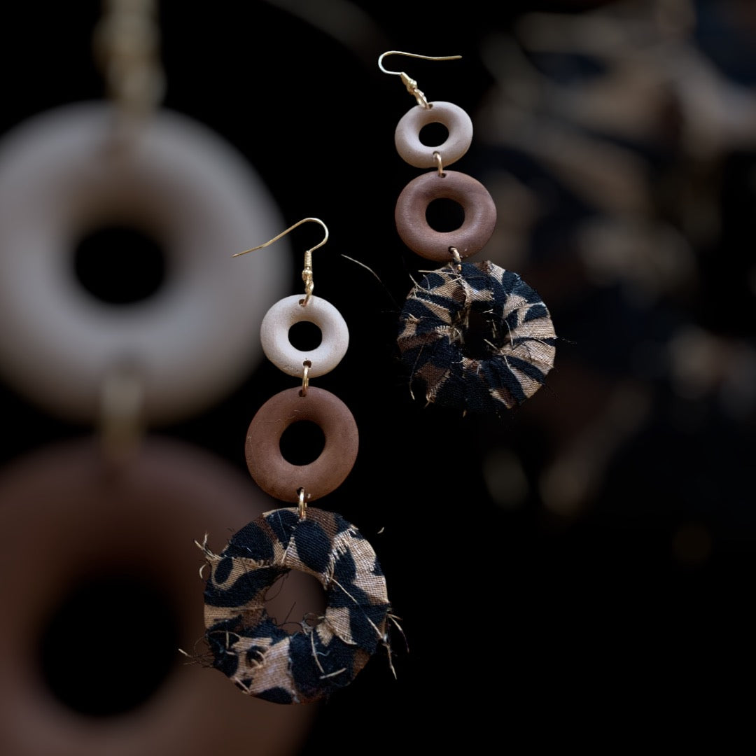 Diva Essence Dangling Distressed Custom 3 Round Loop Ear Glam Accessories
