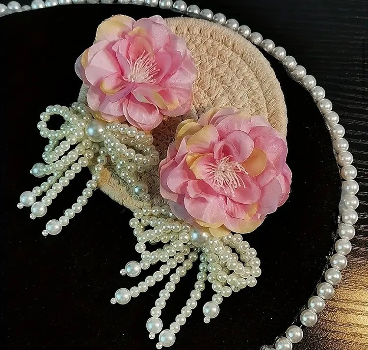 Summertime Flower Pearl Drop Dangle Blossom Design Fashion Statement Earrings Womens