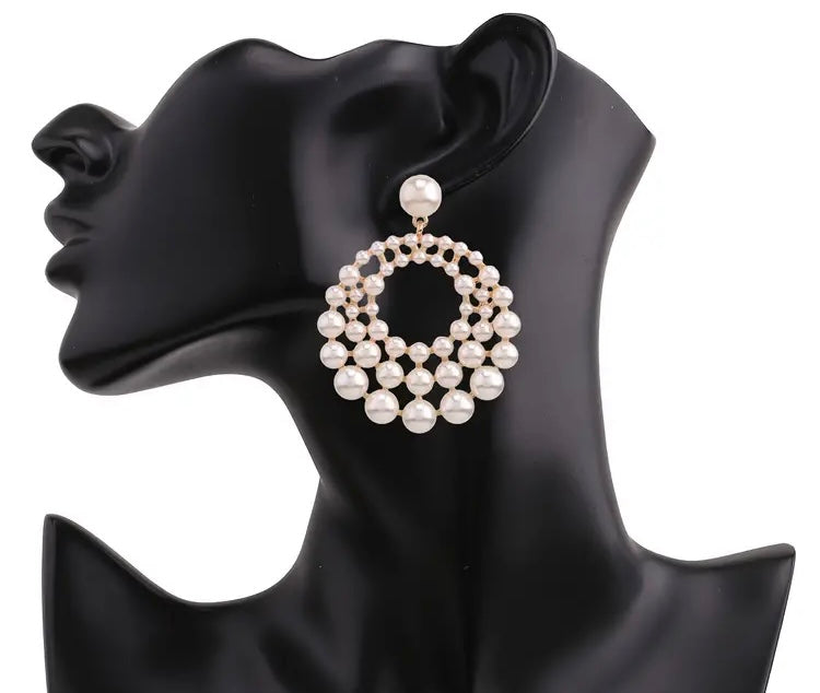 All New Glam Drop Shiny Pearly Beads Earrings Fashion Trendy Chic Jewelry