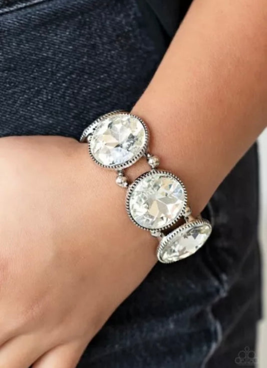 Beautiful Rhinestone Bling Dazzling White Diamond Look Bracelet