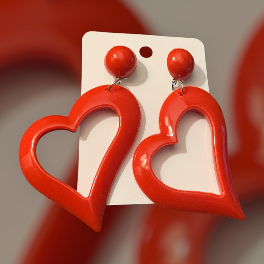 Cute & Bold Acrylic Heart Earrings in Fluorescent Colors Perfect for All Season Wear Accessories