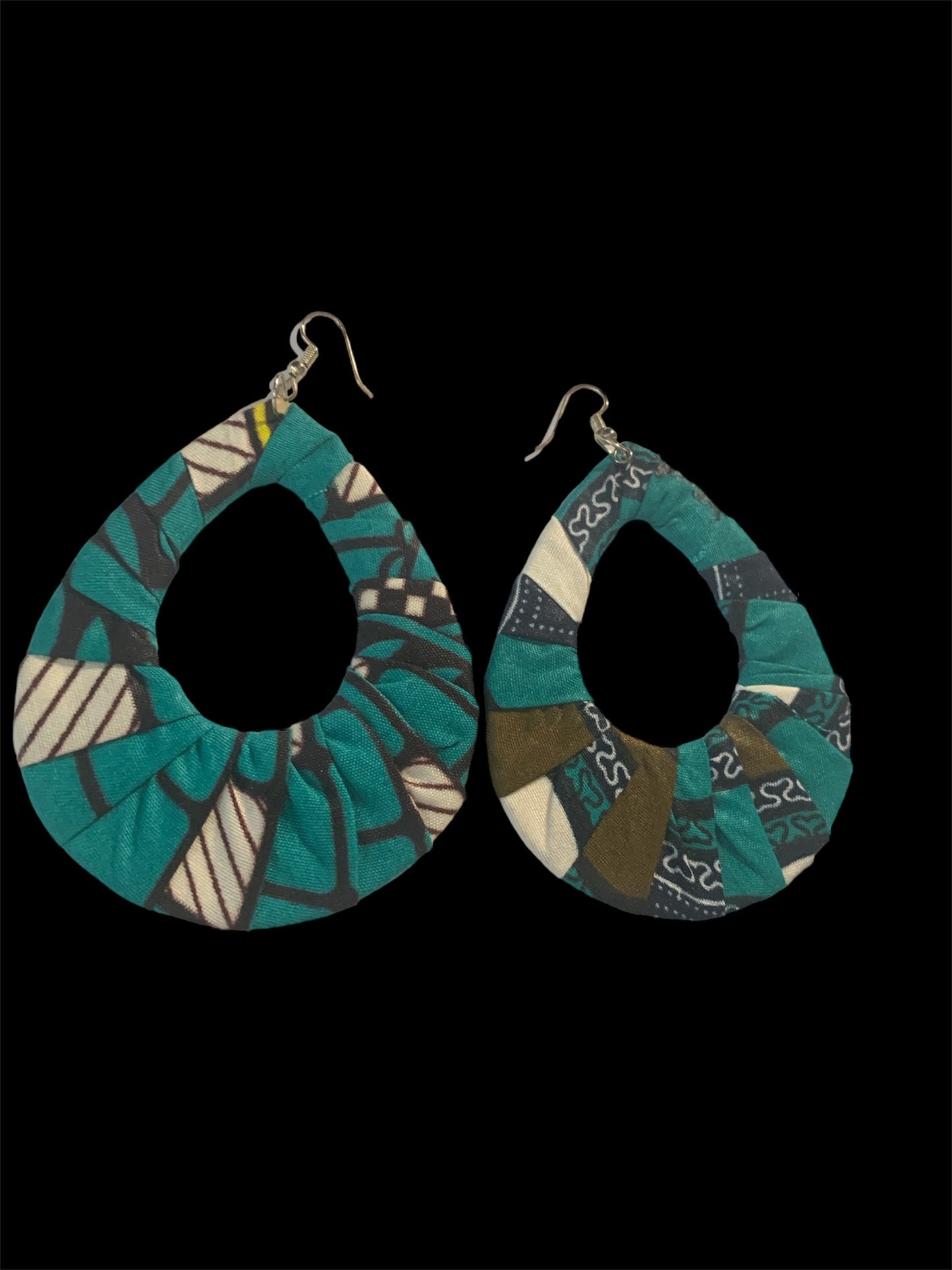 Teal Blue Green Mixed Styling Women's African Metro Styled Wood  Fashion Statement  Earrings Jewelry