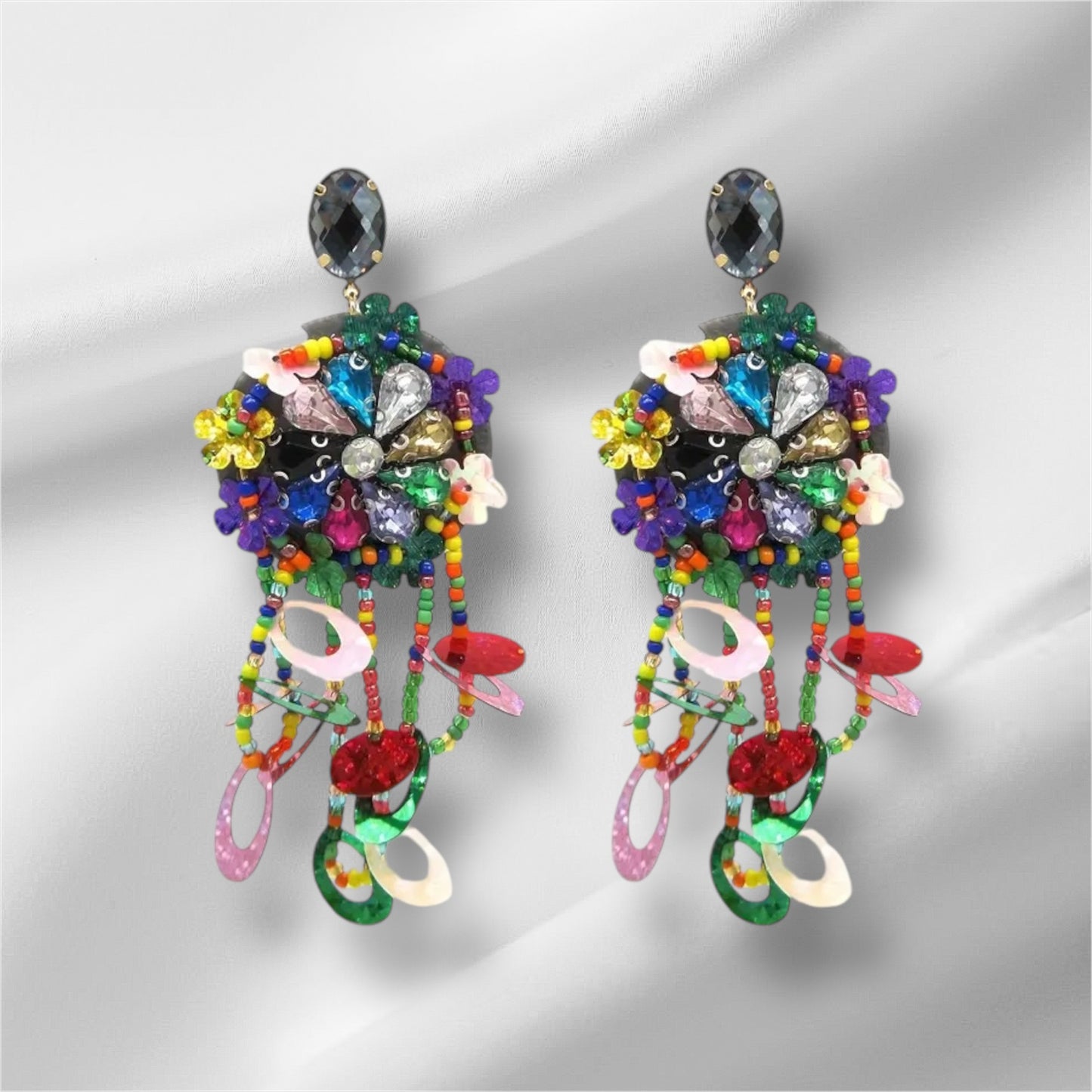 Carnival Chic Mardi Gras Colorful Beaded Tassel Drop w Cute Dangles Perfect for Casual Attire
