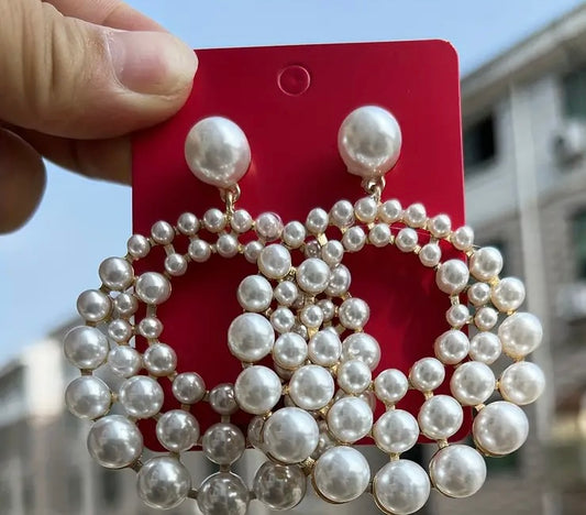 All New Glam Drop Shiny Pearly Beads Earrings Fashion Trendy Chic Jewelry