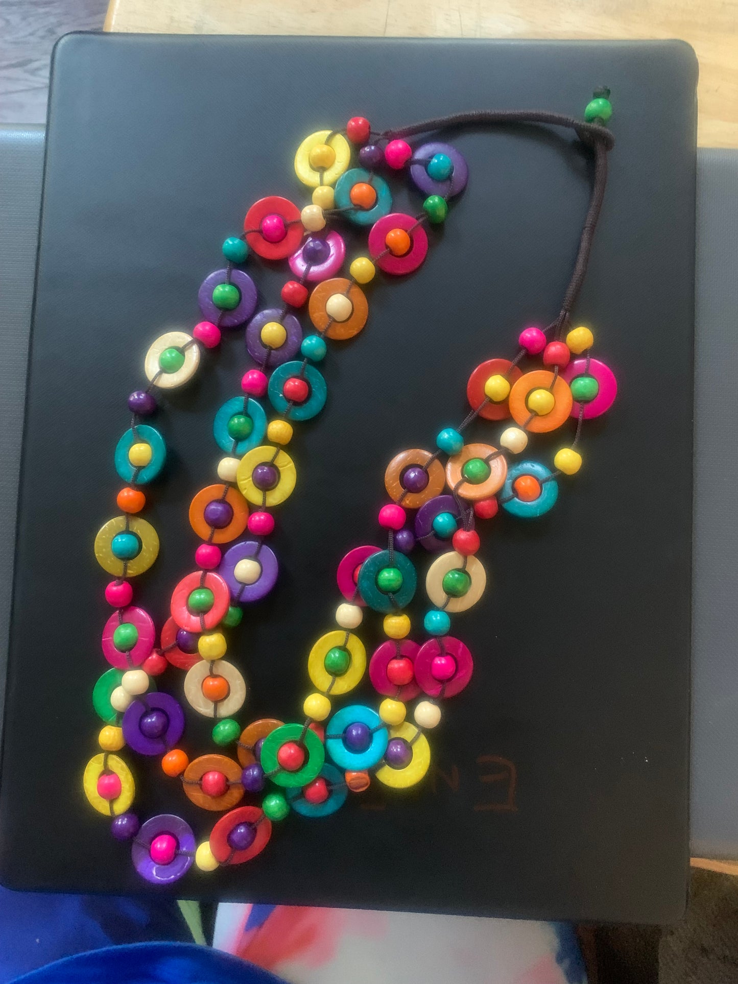 Three Strand Fashion Beaded  Wood Bohemian Statement Necklace Jewelry Accessories