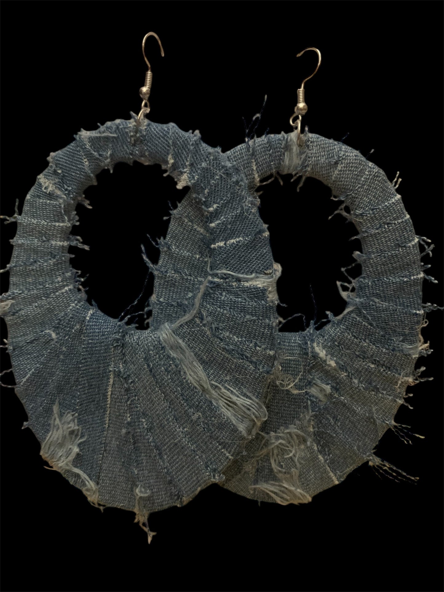 Handmade Fashion Denim Wood Statement  Big Oval Earrings Accessories Women's Distressed Jewelry