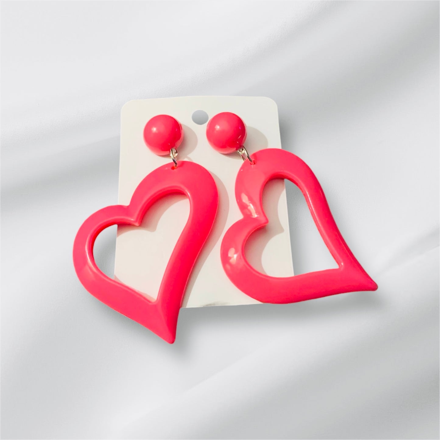Cute & Bold Acrylic Heart Earrings in Fluorescent Colors Perfect for All Season Wear Accessories