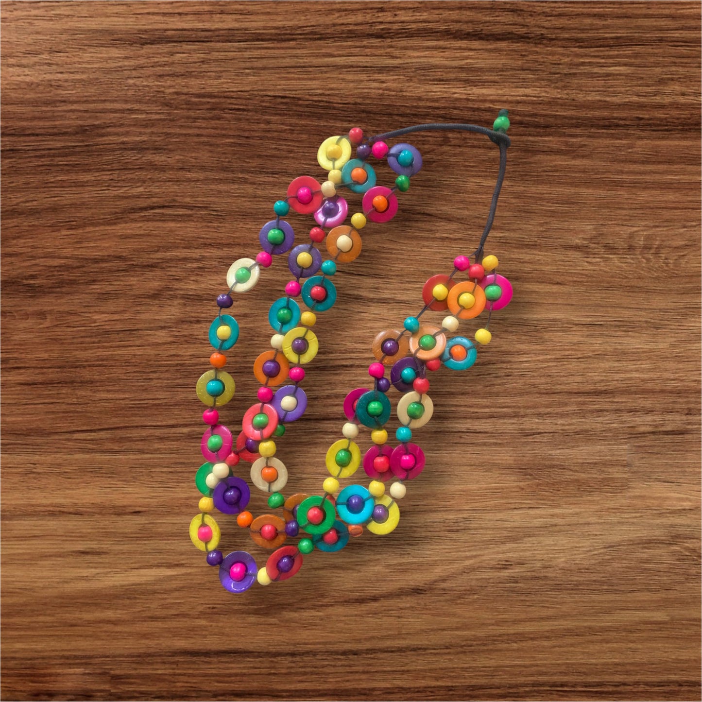 Three Strand Fashion Beaded  Wood Bohemian Statement Necklace Jewelry Accessories