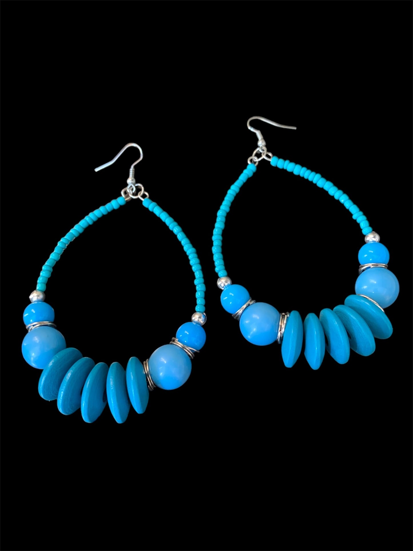 Beautiful Hoop Styled Oval Round Beaded Chain Drop Earrings High Quality Diva Trendy Fashion Statement Jewelry Accessories
