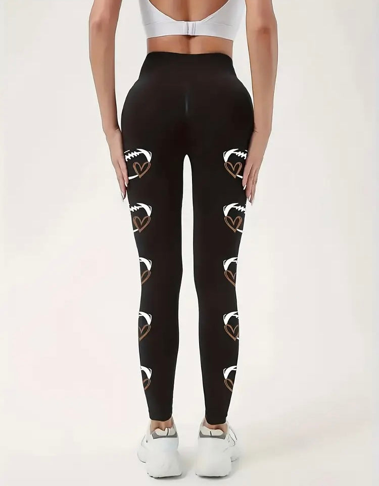 Women's Football Mom Leggings Tight-Fit High-Waisted Stretchy Pants All-Season Comfort Casual Apparel