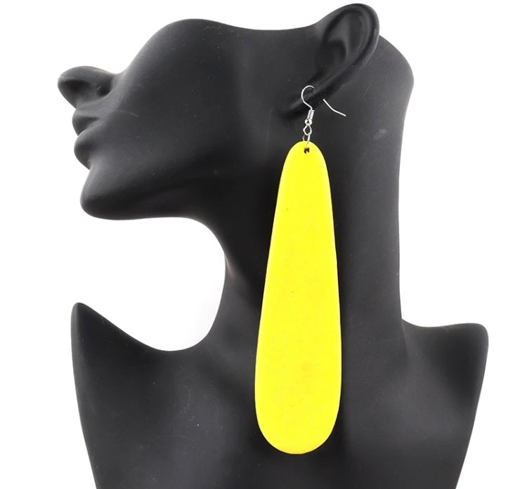 Bohemian Wood Drop Natural Wood African Jewelry Long Teardrop Dangle Earrings for Women’s Fashion Statement Accessories