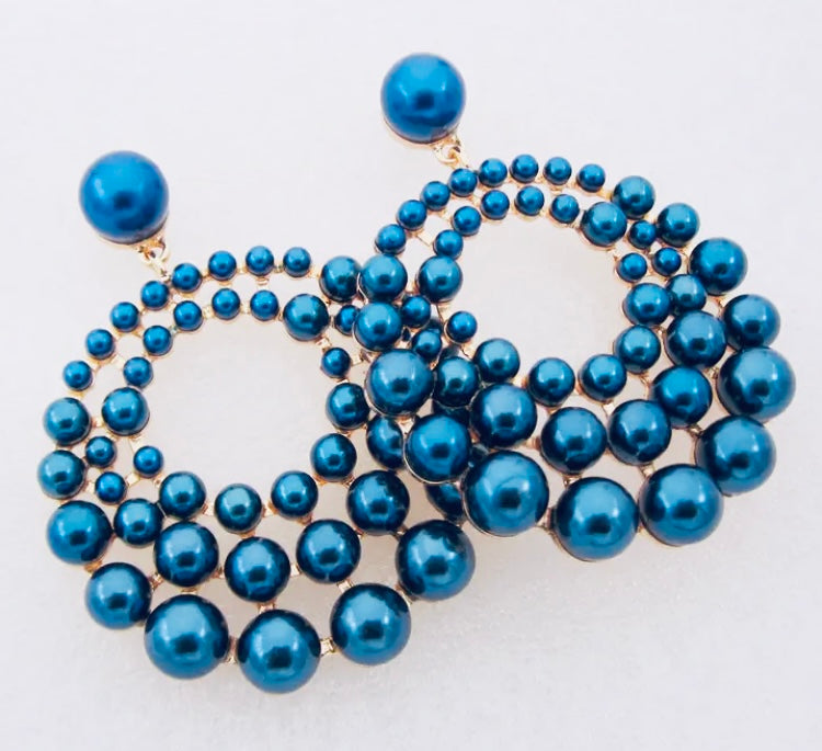 All New Glam Drop Shiny Pearly Beads Earrings Fashion Trendy Chic Jewelry