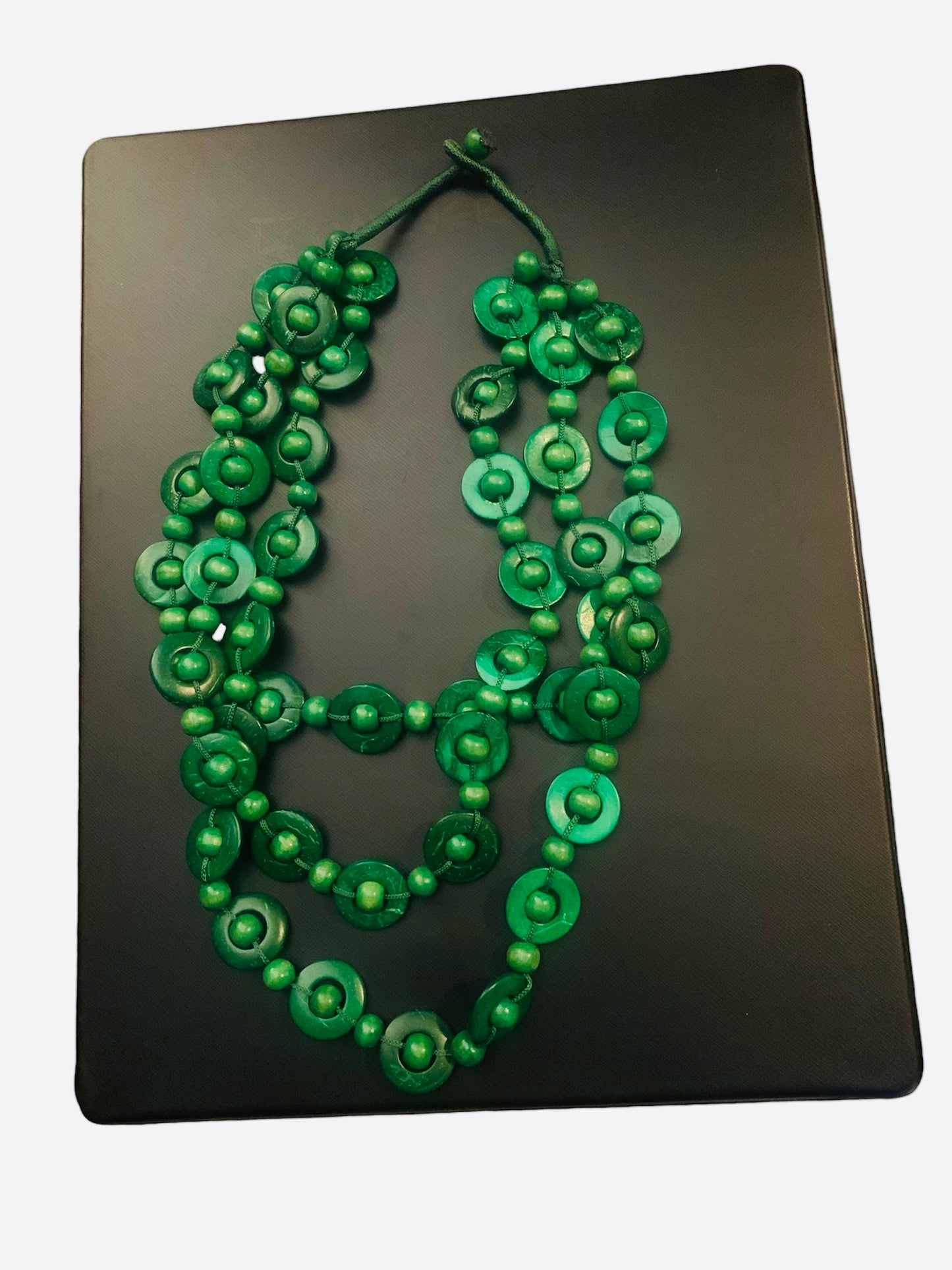 Three Strand Fashion Beaded  Wood Bohemian Statement Necklace Jewelry Accessories
