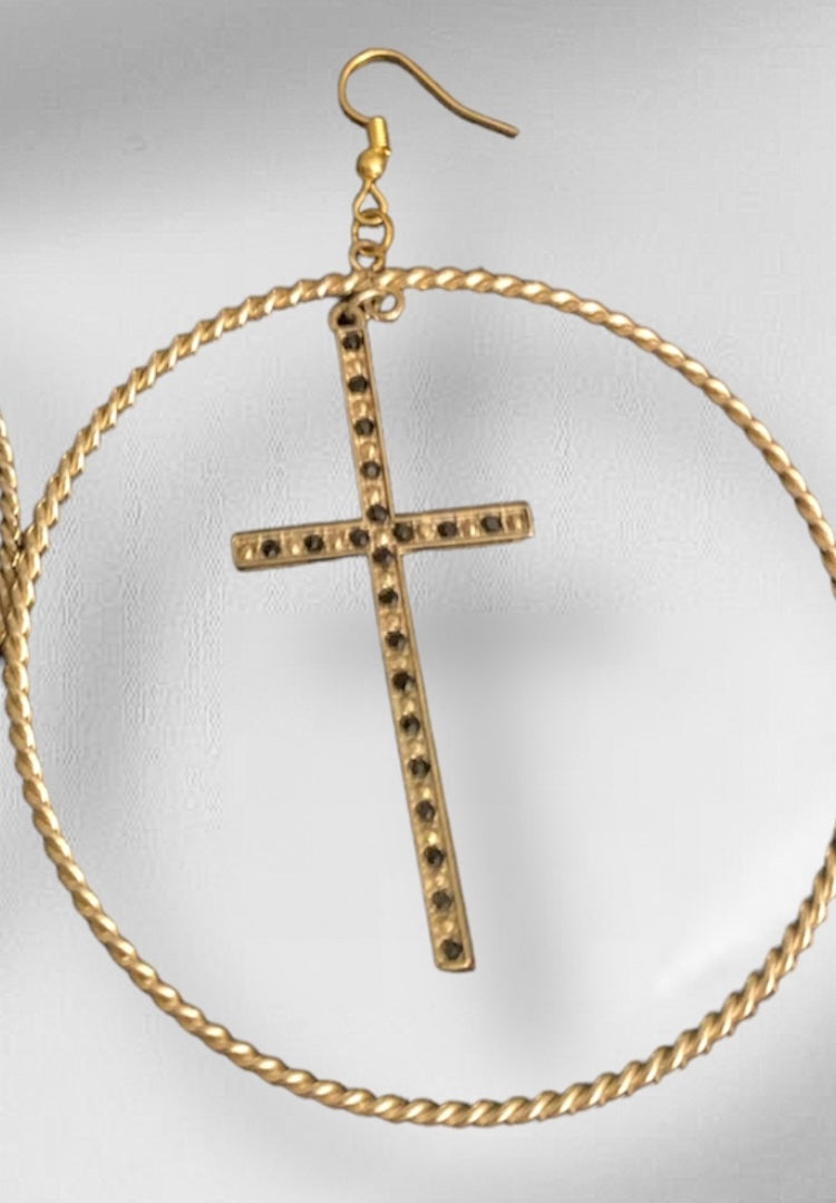 Casual Cross Hoops Statement Golden Women  Earrings  Fashion Trendy Jewelry Accessories