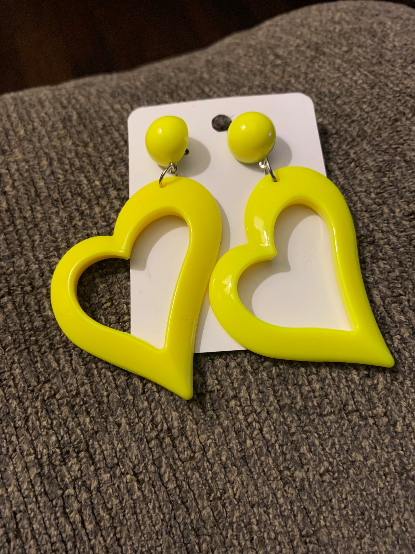 Cute & Bold Acrylic Heart Earrings in Fluorescent Colors Perfect for All Season Wear Accessories