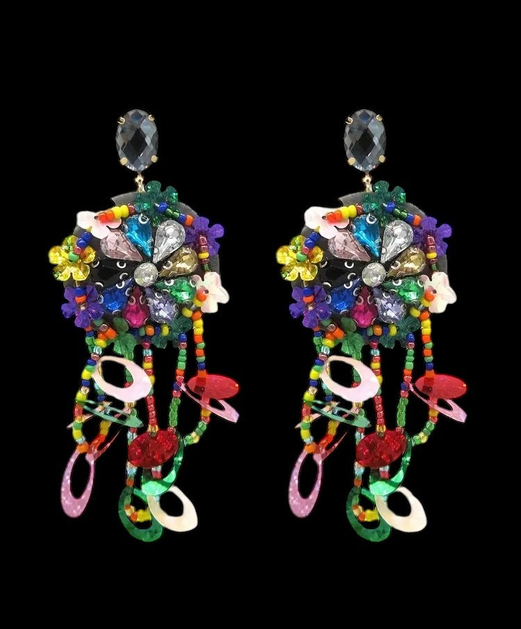 Carnival Chic Mardi Gras Colorful Beaded Tassel Drop w Cute Dangles Perfect for Casual Attire