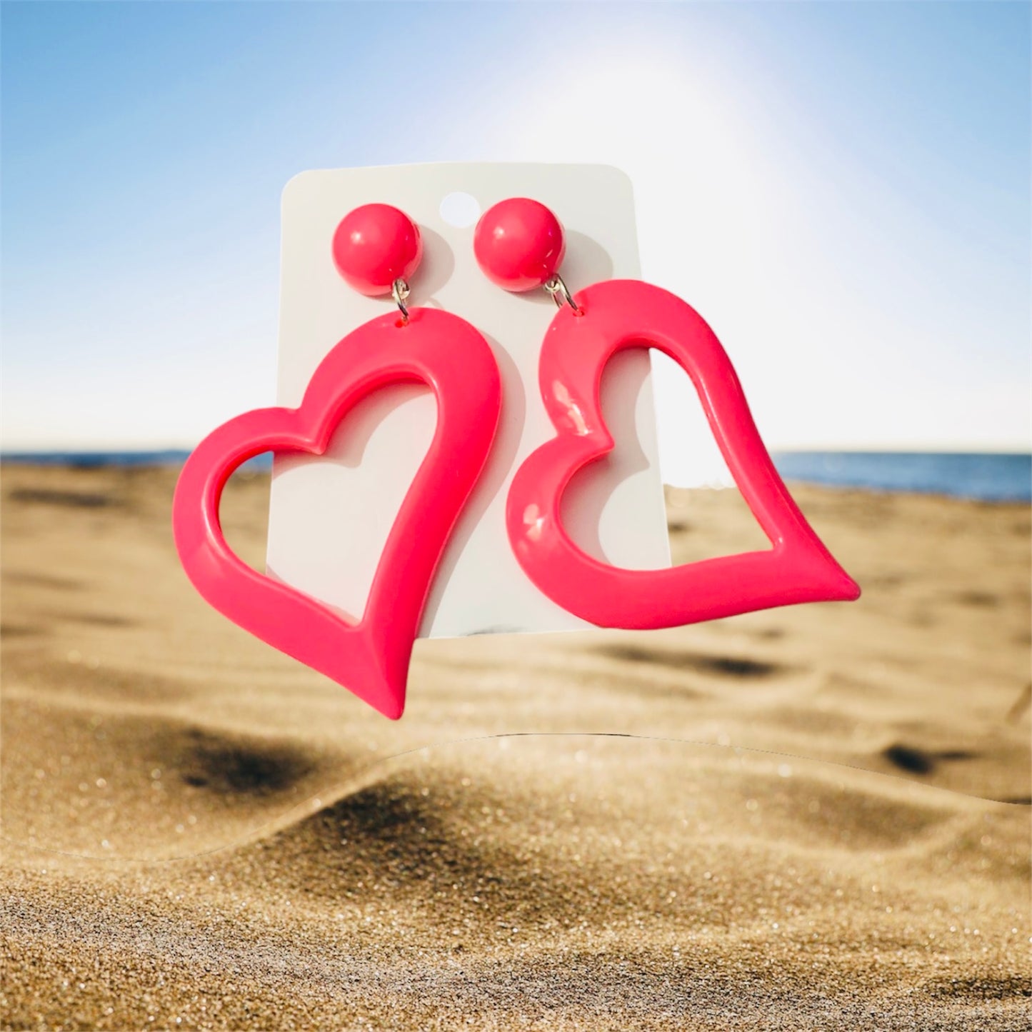 Cute & Bold Acrylic Heart Earrings in Fluorescent Colors Perfect for All Season Wear Accessories