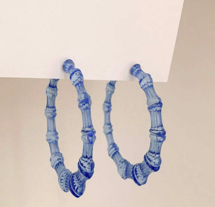 Trendy Fashion Clear Plastic Bamboo Hoop Design Earrings for Women Jewelry