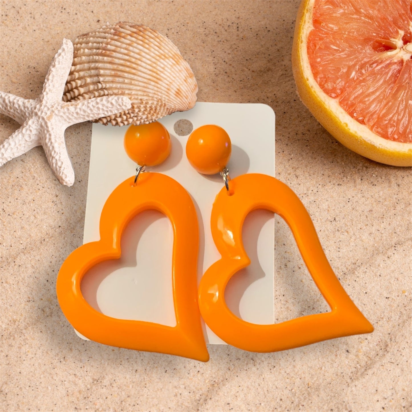 Cute & Bold Acrylic Heart Earrings in Fluorescent Colors Perfect for All Season Wear Accessories