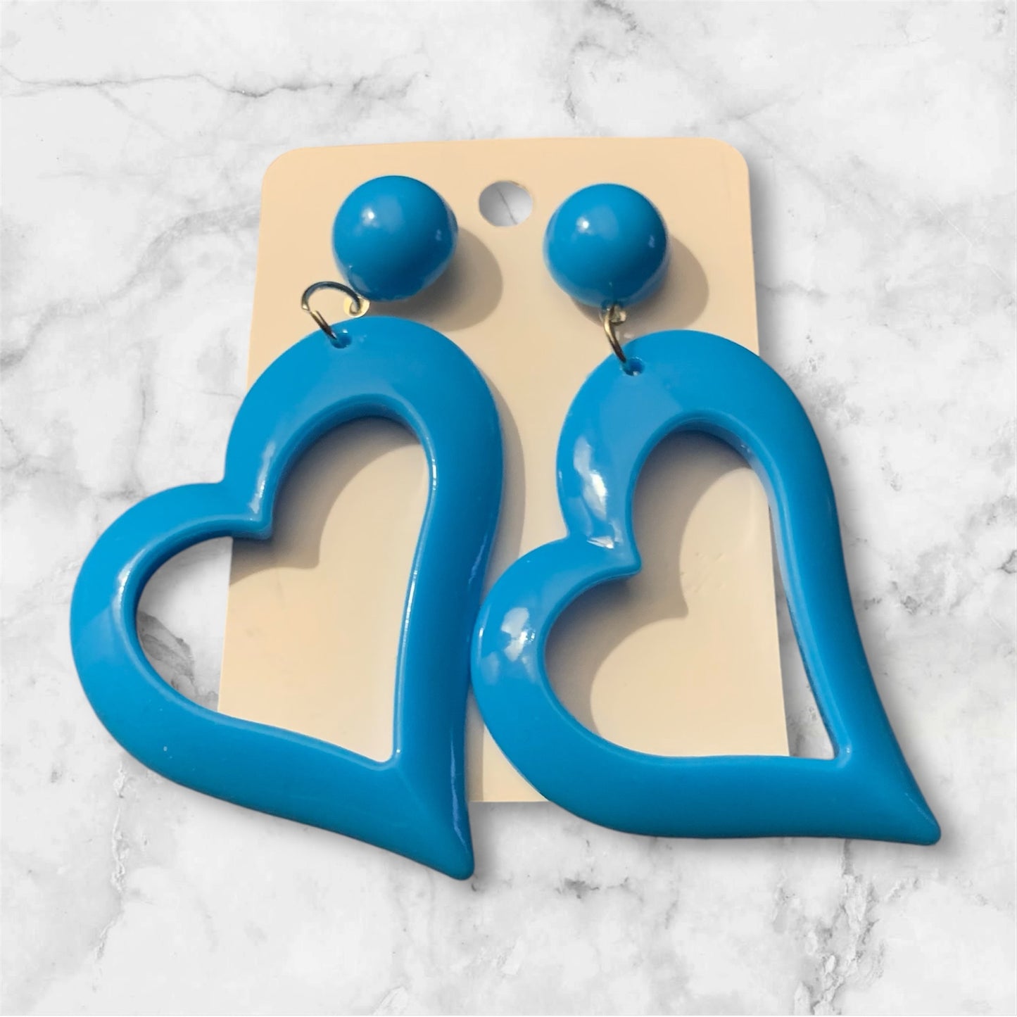 Cute & Bold Acrylic Heart Earrings in Fluorescent Colors Perfect for All Season Wear Accessories