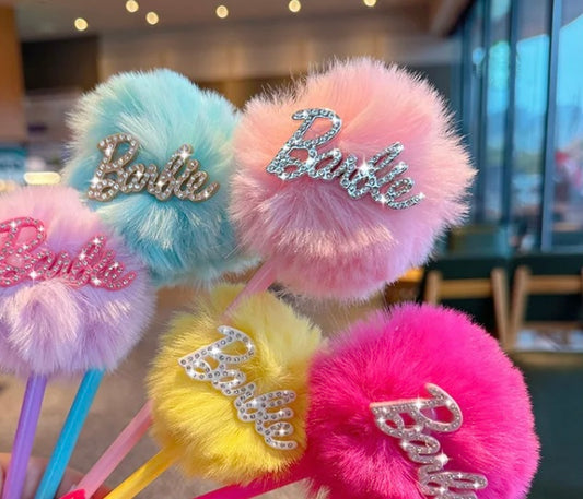 Barbie Plush Pom Pom Glitter Ball Cute Hand Ledger Diamond Decorative Writing Pen
