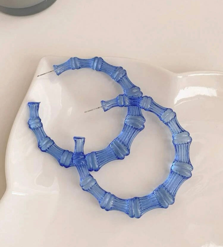 Trendy Fashion Clear Plastic Bamboo Hoop Design Earrings for Women Jewelry