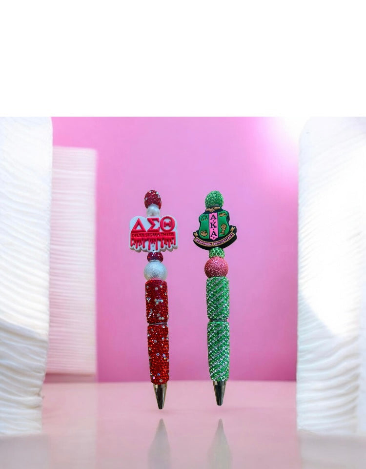 Sorority Rhinestone Custom Made Focal Beaded Fancy Bling Glitter Writing Pen