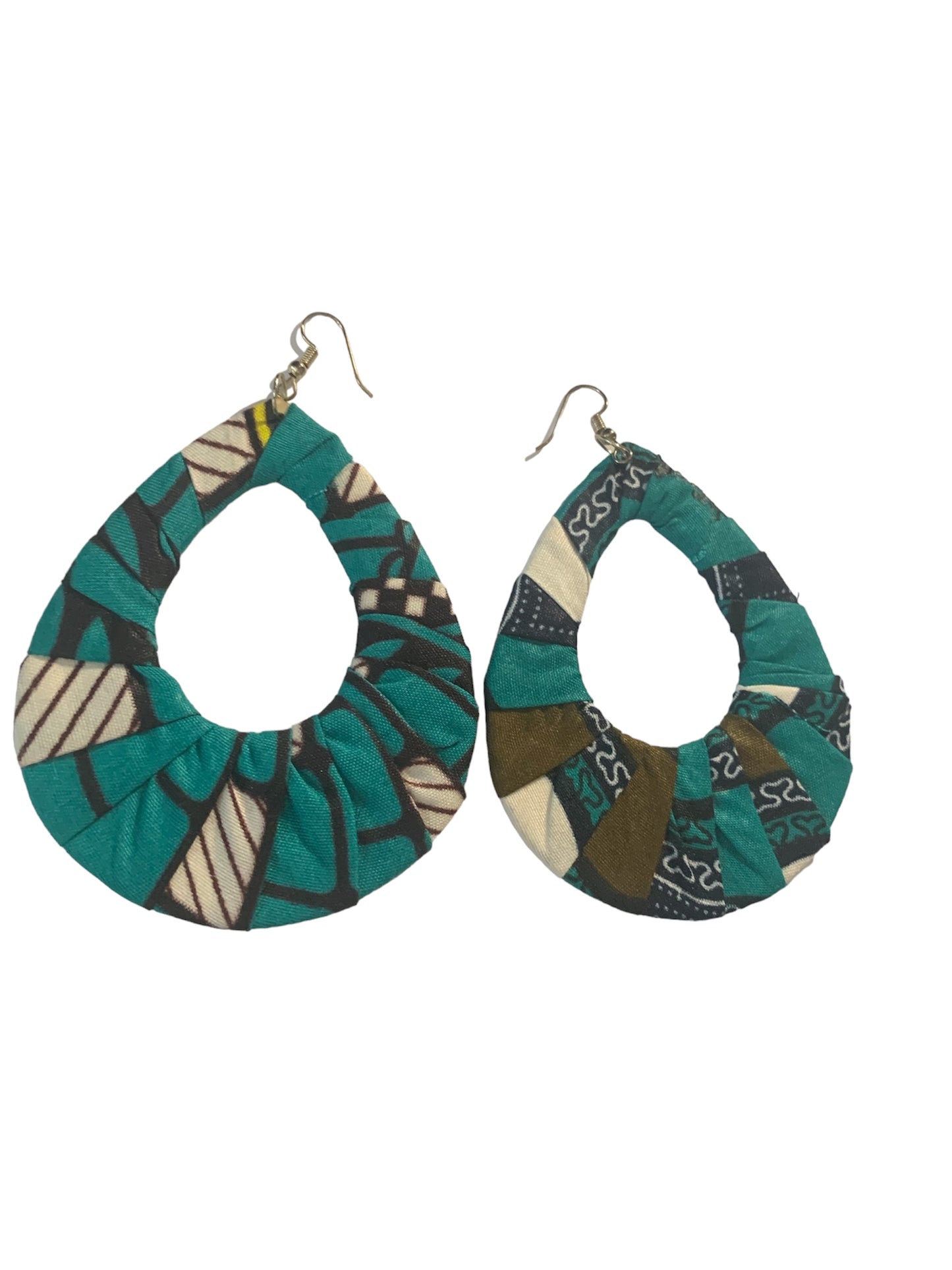 Teal Blue Green Mixed Styling Women's African Metro Styled Wood  Fashion Statement  Earrings Jewelry