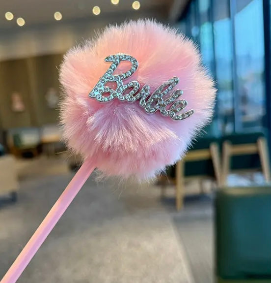 Barbie Plush Pom Pom Glitter Ball Cute Hand Ledger Diamond Decorative Writing Pen