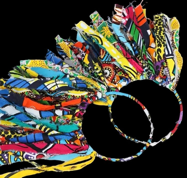 African Women’s Big Hoop Styled Fabric Cloth Feathered Multicolor Statement Fashion Earrings