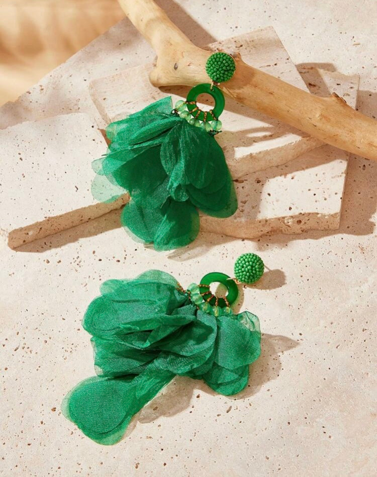 Women’s Trendy Petal Drop Fabric Statement Fashion Earrings Jewelry Accessory