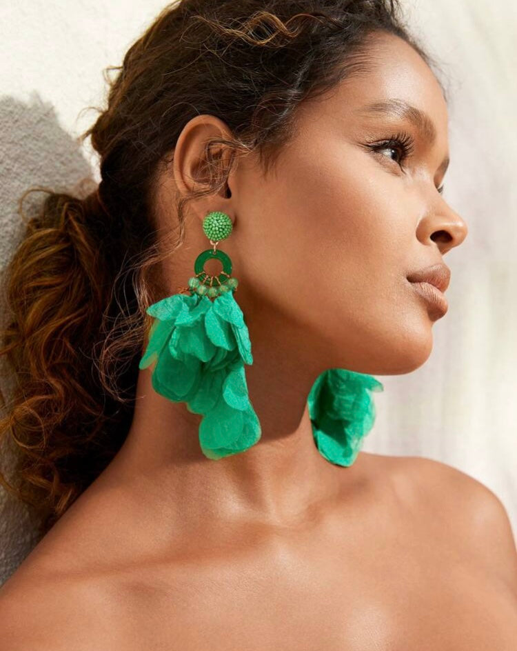 Women’s Trendy Petal Drop Fabric Statement Fashion Earrings Jewelry Accessory