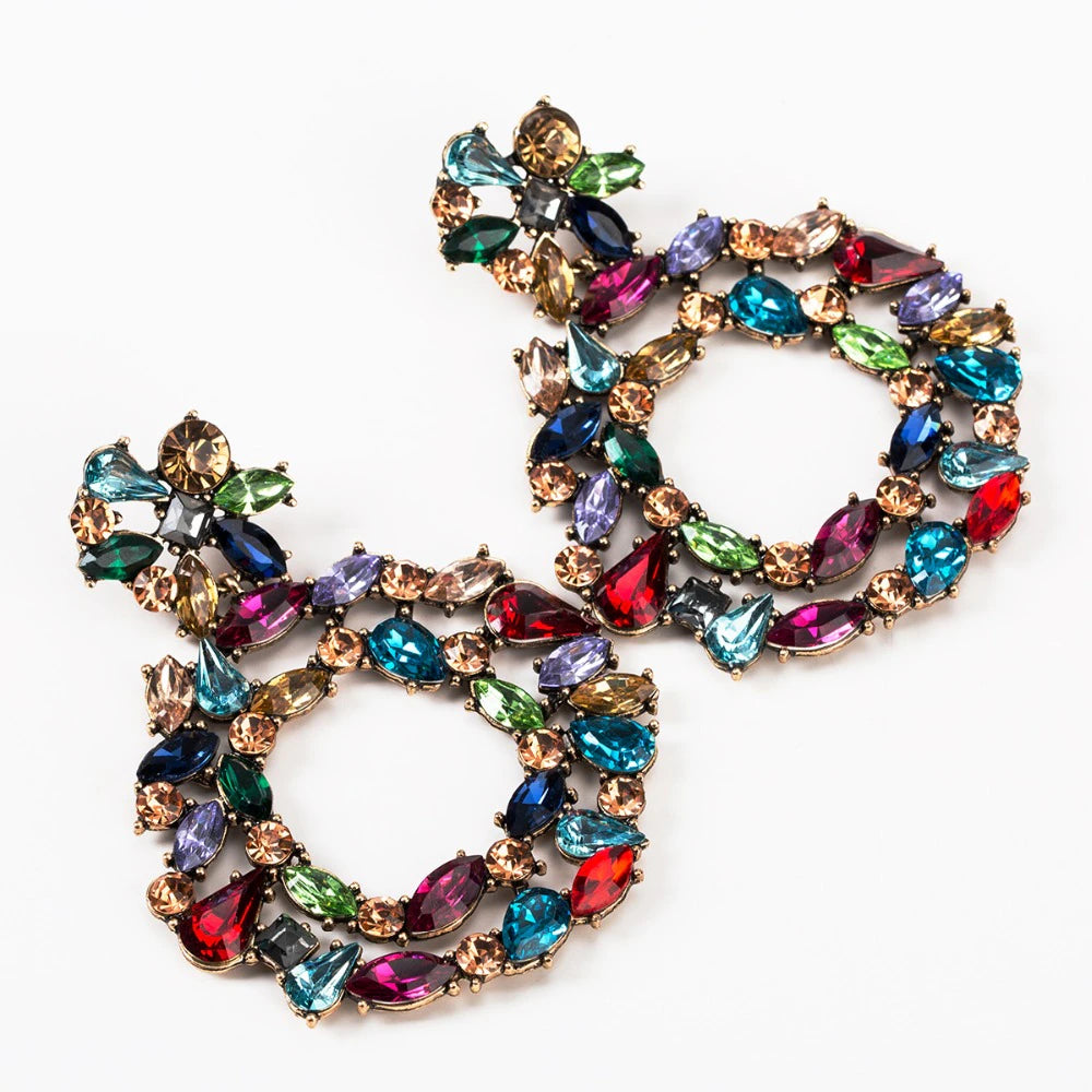 Beautiful Statement Earrings for Women Trendy Luxury Rhinestone Jewelry Accessories