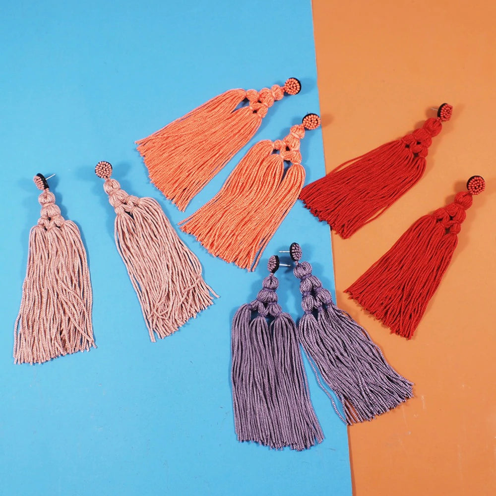 Fashion  Bohemian Trendy Tassel Thread Long Dangle Drop Earrings  Accessories