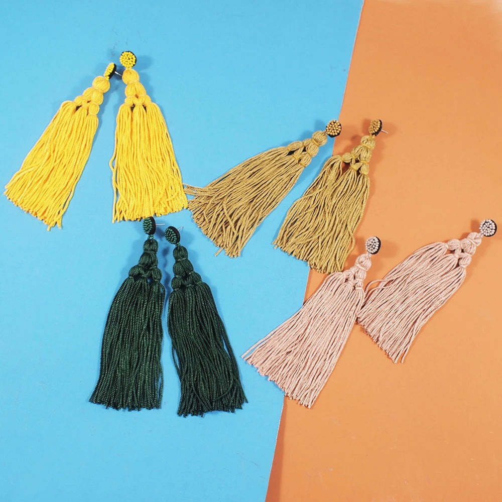 Fashion  Bohemian Trendy Tassel Thread Long Dangle Drop Earrings  Accessories
