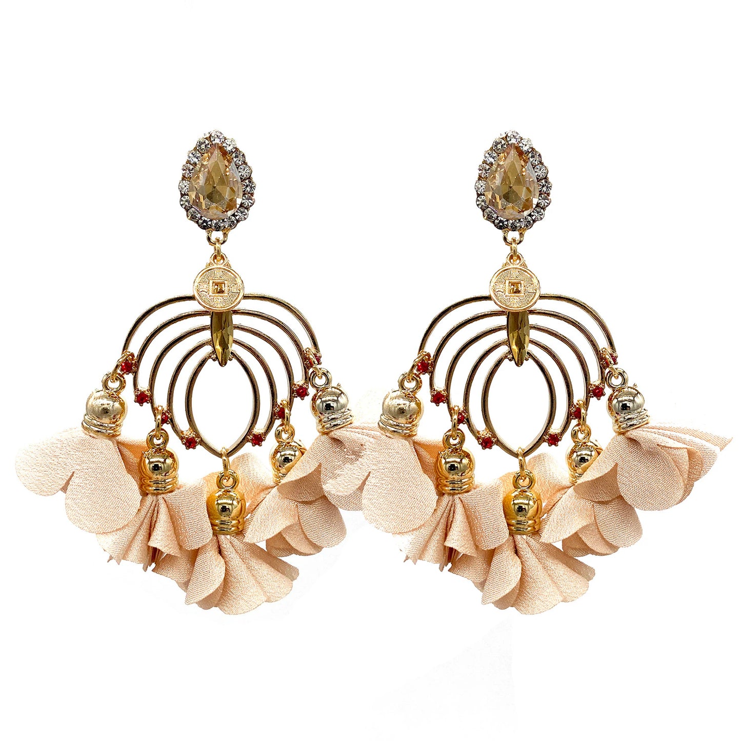 New Just Arrived Fashion Crystal  Rhinestones Flower Tassel Earrings for Women Dress Accessories