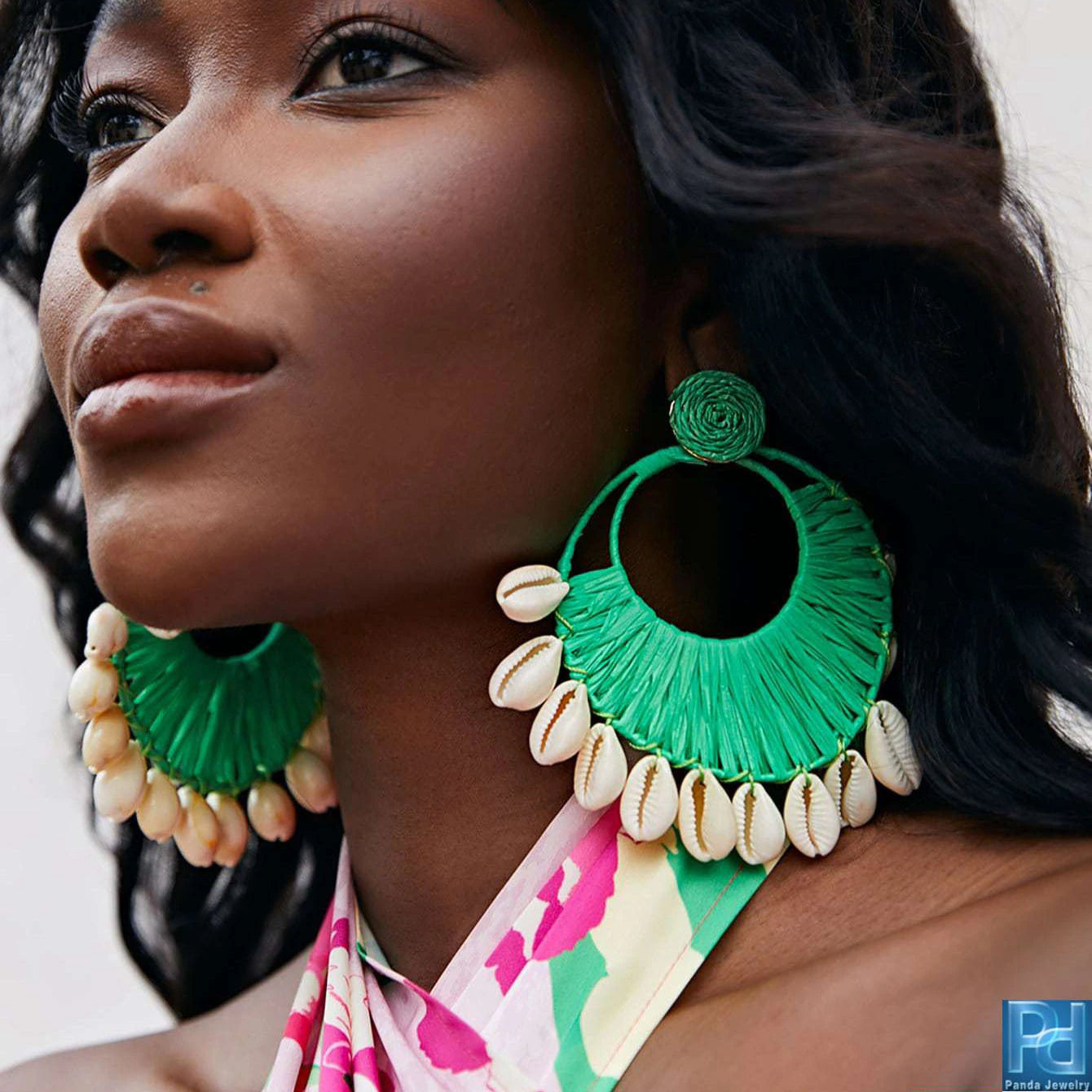 African Cowrie Shell Fashion  Beach Crochet Earrings Large Circle Tassel Dangle Jewelry
