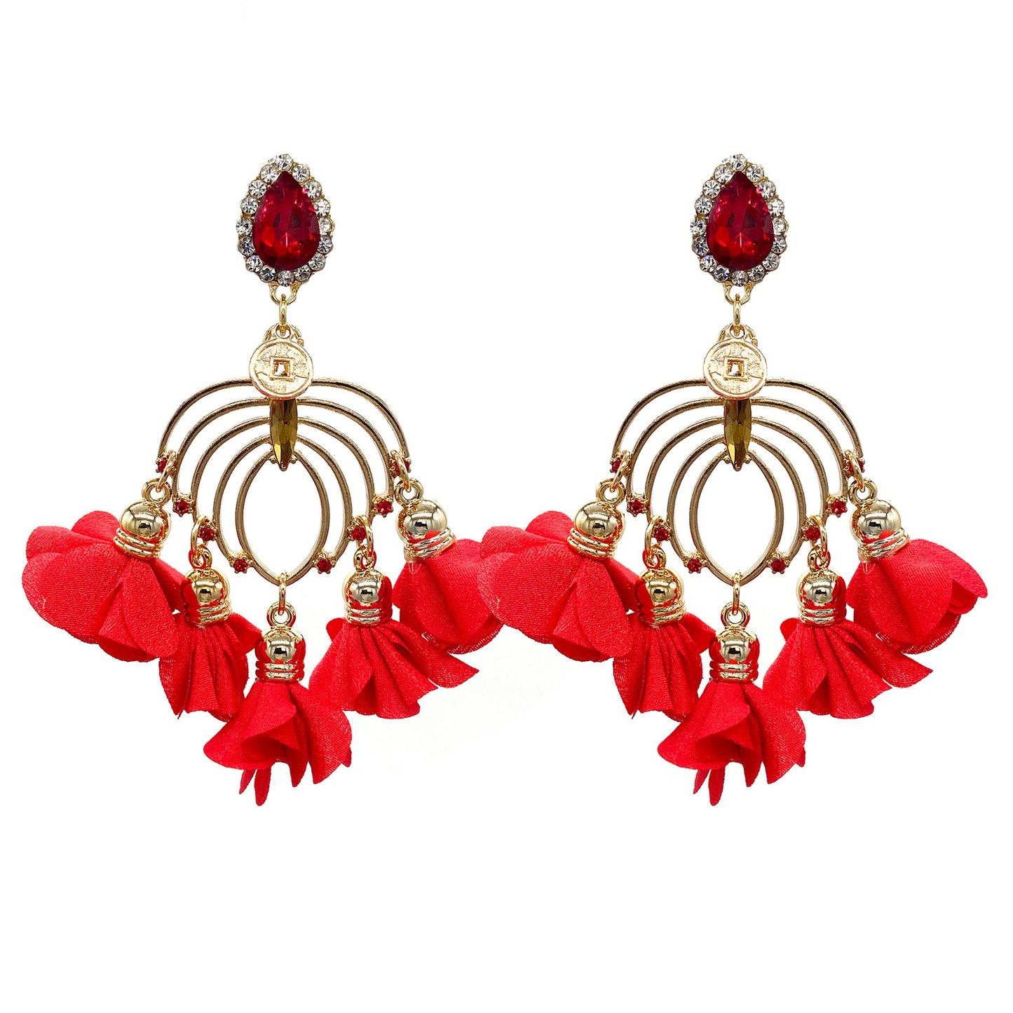 New Just Arrived Fashion Crystal  Rhinestones Flower Tassel Earrings for Women Dress Accessories