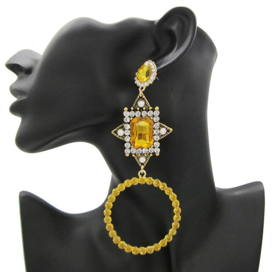 Sophisticated Trendy Long Bohemian Big Drop Crystal Rhinestone Earrings Exquisite Rhinestone  Ear Jewelry