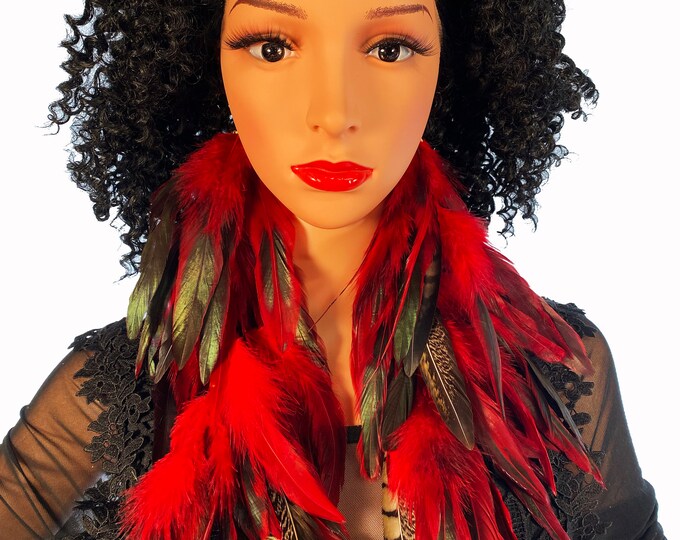 BOLD Feather Diva Glam Earrings Long Handmade Hook Dangle Accessories