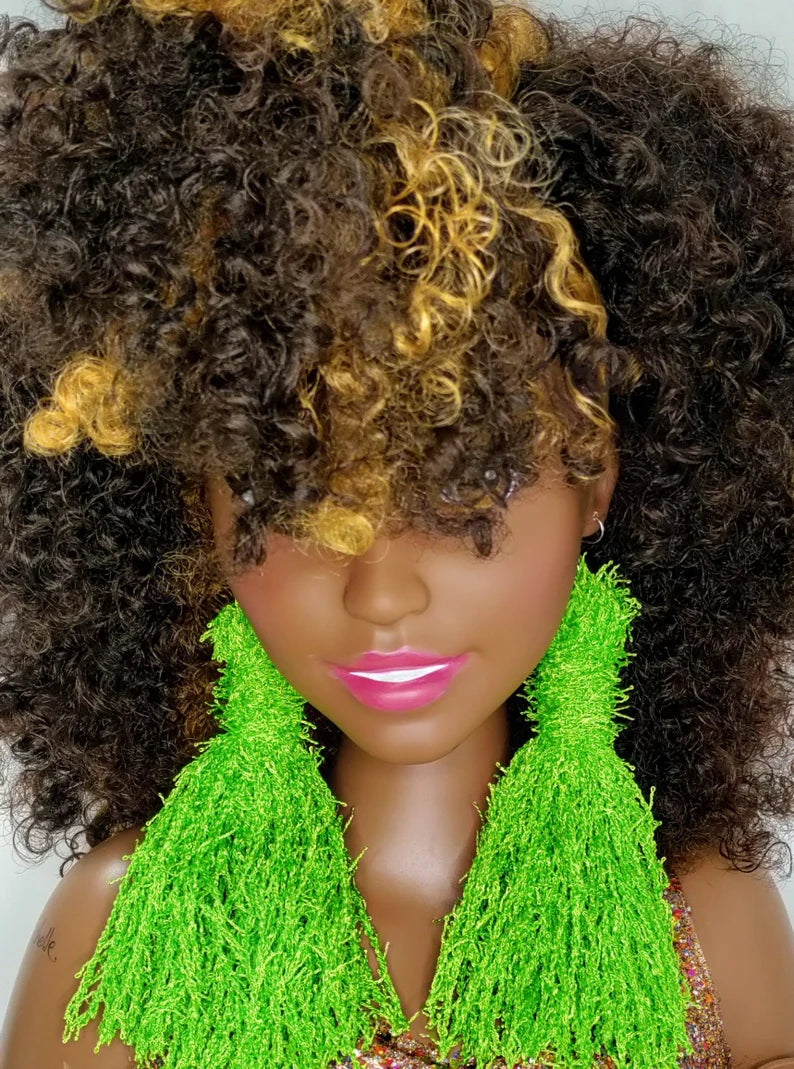 Kiwi Lime Green Lovely Fashion Statement Handmade w Love Fringe Customized Earrings Jewelry