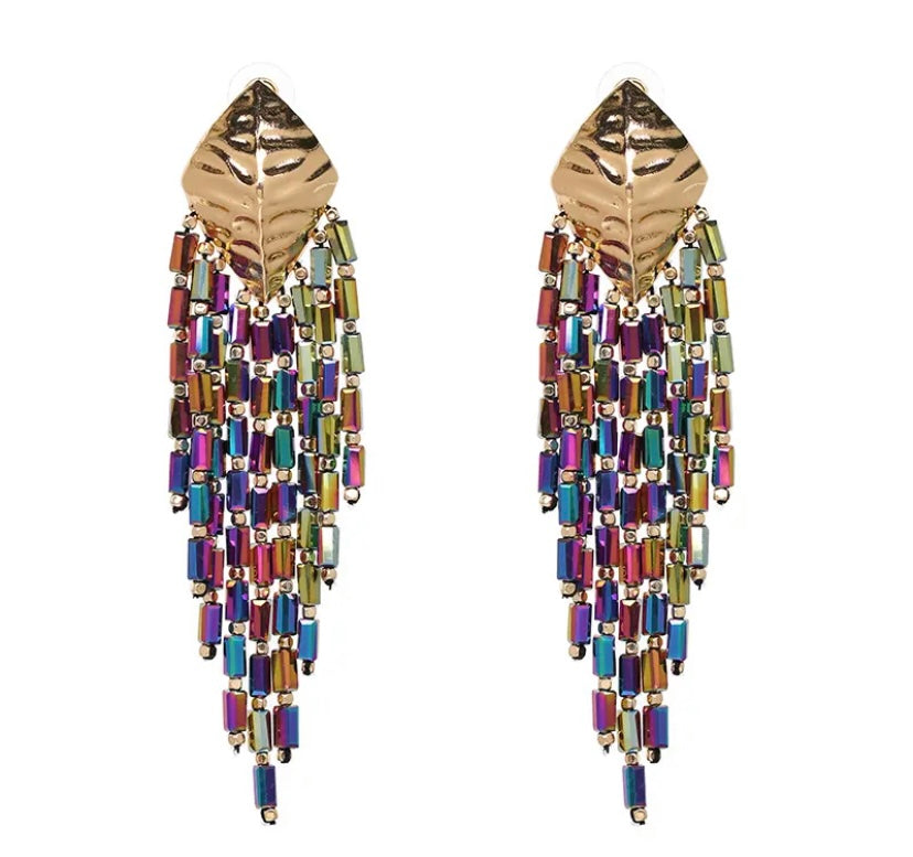 Women Beautiful Trendy New Fashion Statement Dazzle Bling Ladies Beaded Dangle Earrings