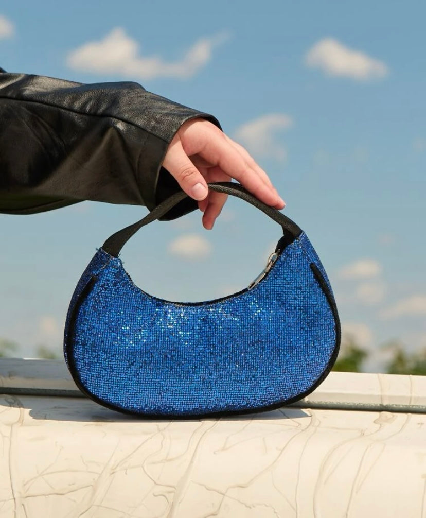 Cute Little Blue Glitter One Handle Tote Purse Women's Bag Accessories
