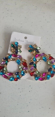 Beautiful Statement Earrings for Women Trendy Luxury Rhinestone Jewelry Accessories