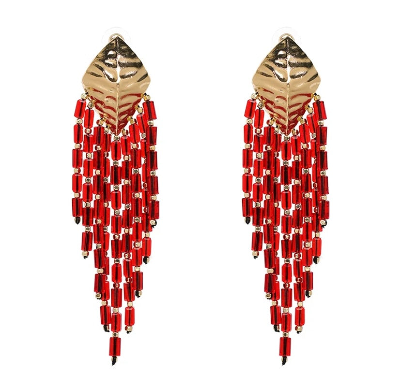 Women Beautiful Trendy New Fashion Statement Dazzle Bling Ladies Beaded Dangle Earrings