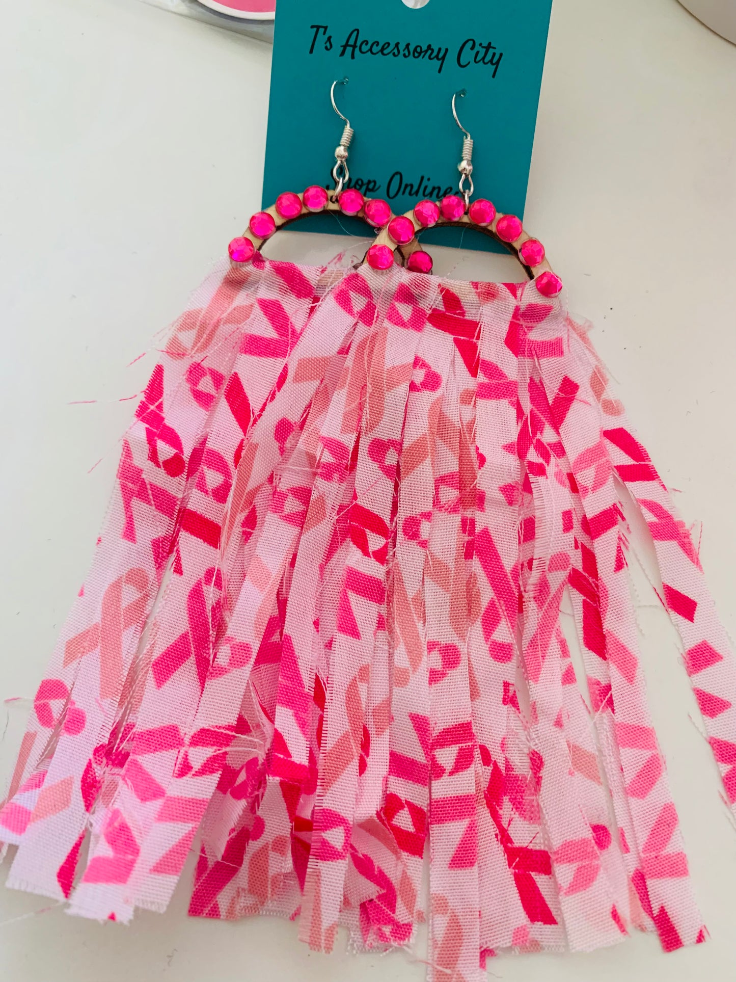 October Awareness Breast Cancer Handmade Earrings Girl Power Accessories