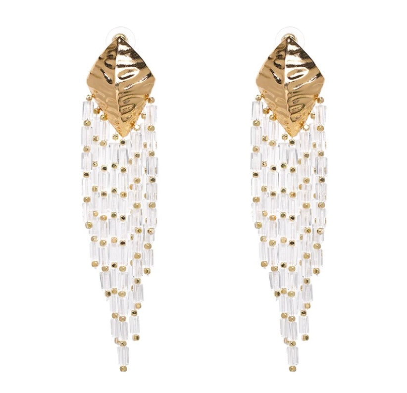 Women Beautiful Trendy New Fashion Statement Dazzle Bling Ladies Beaded Dangle Earrings