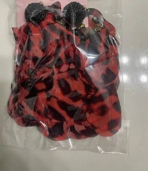 New Fashionable Beaded Lace Petal Shaped Pendant Red & Black Earrings Women Statement