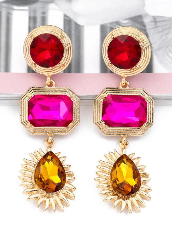 Ladies Beautiful Gemstone Styled Drop Earrings Jewelry